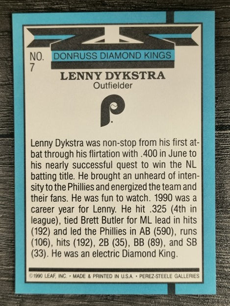 1991 Donruss #7 Len Dykstra DK