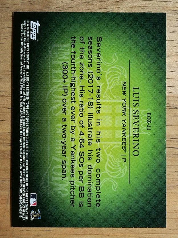 2020 Stadium Club Emperors of the Zone #EOZ21 Luis Severino