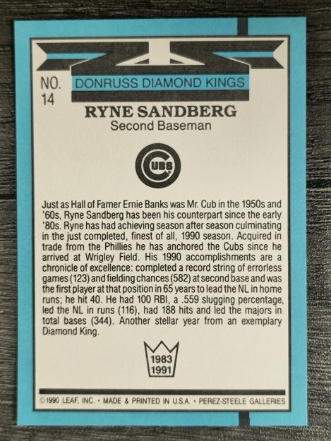 1991 Donruss #14 Ryne Sandberg DK
