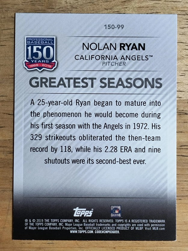 2019 Topps Update 150 Years of Baseball #15099 Nolan Ryan