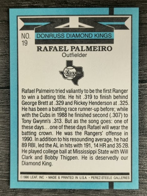 1991 Donruss #19 Rafael Palmeiro DK