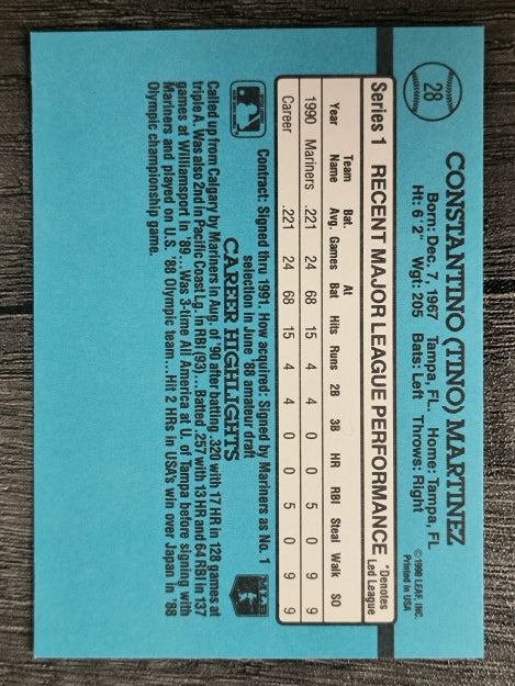 1991 Donruss #28 Tino Martinez RR