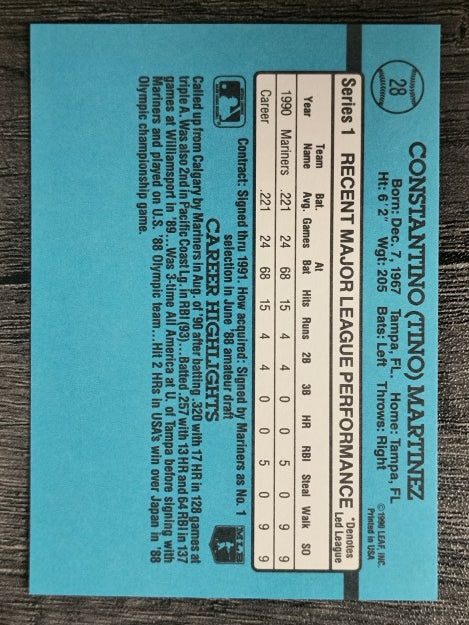 1991 Donruss #28 Tino Martinez RR