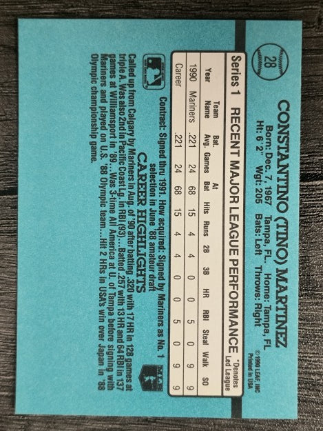 1991 Donruss #28 Tino Martinez RR