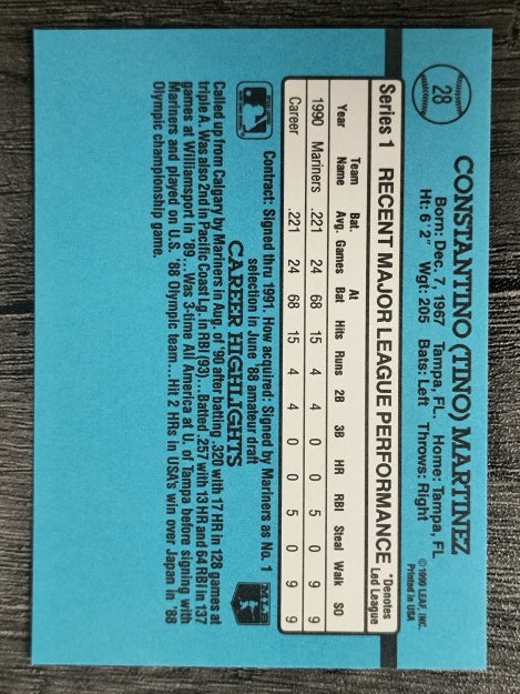 1991 Donruss #28 Tino Martinez RR