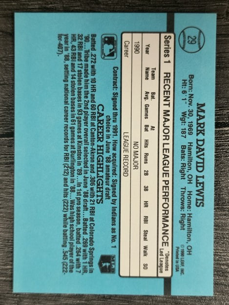 1991 Donruss #29 Mark Lewis RR