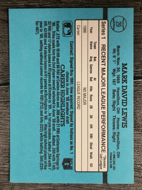 1991 Donruss #29 Mark Lewis RR