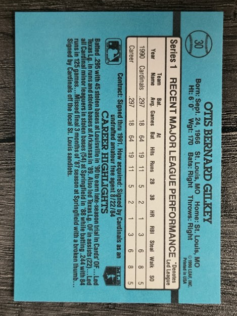 1991 Donruss #30 Bernard Gilkey RR