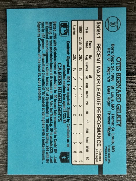 1991 Donruss #30 Bernard Gilkey RR