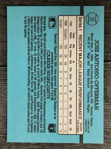 1991 Donruss #33 Jose Offerman RR