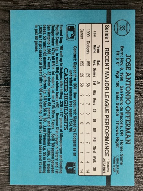 1991 Donruss #33 Jose Offerman RR