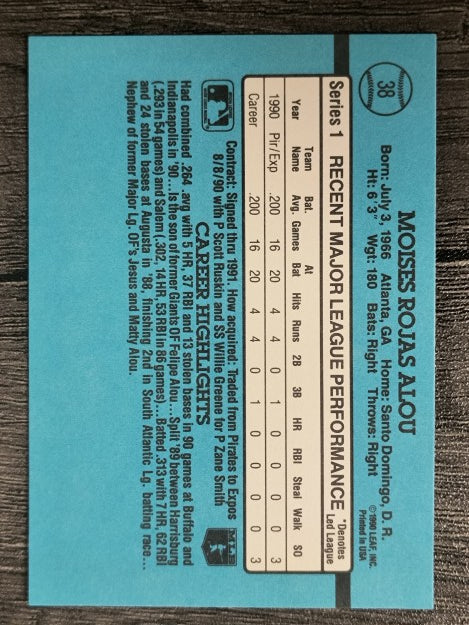 1991 Donruss #38 Moises Alou RR