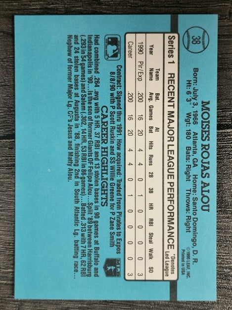 1991 Donruss #38 Moises Alou RR