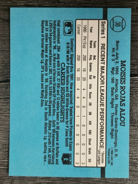 1991 Donruss #38 Moises Alou RR
