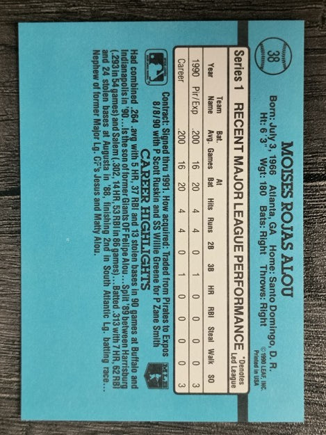 1991 Donruss #38 Moises Alou RR