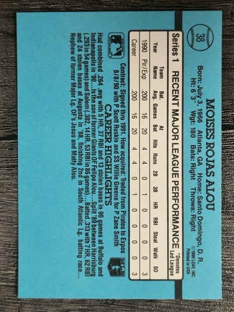 1991 Donruss #38 Moises Alou RR