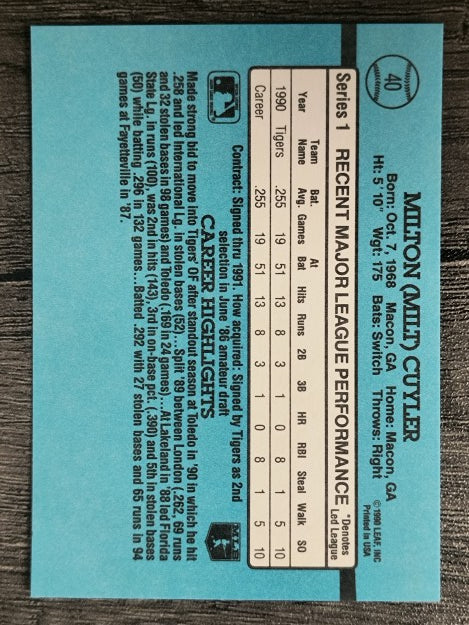 1991 Donruss #40 Milt Cuyler RR
