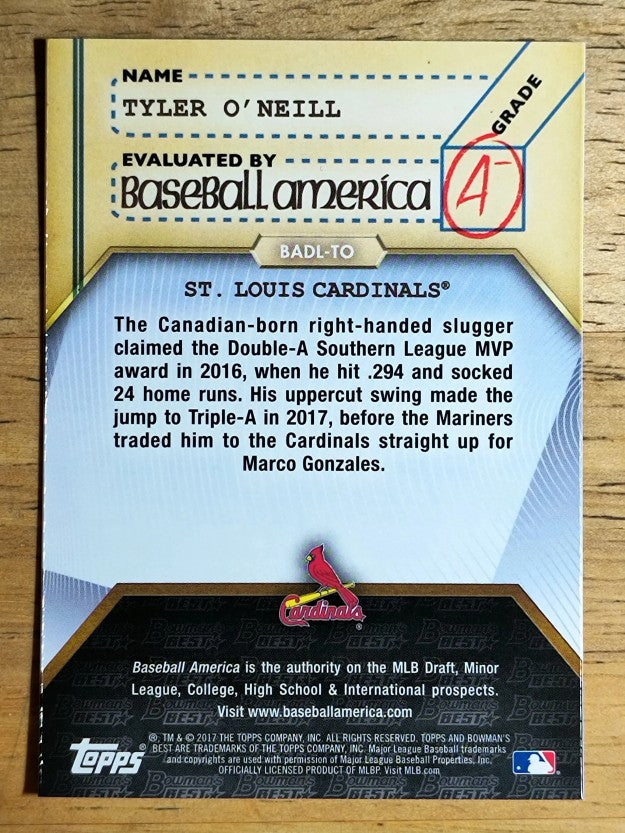 2017 Bowman's Best Baseball America's Dean's List #BADLTO Tyler O'Neill
