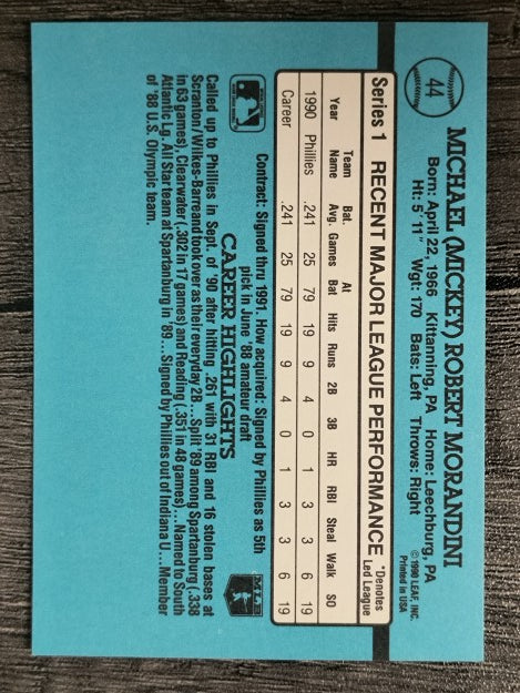 1991 Donruss #44 Mickey Morandini RR