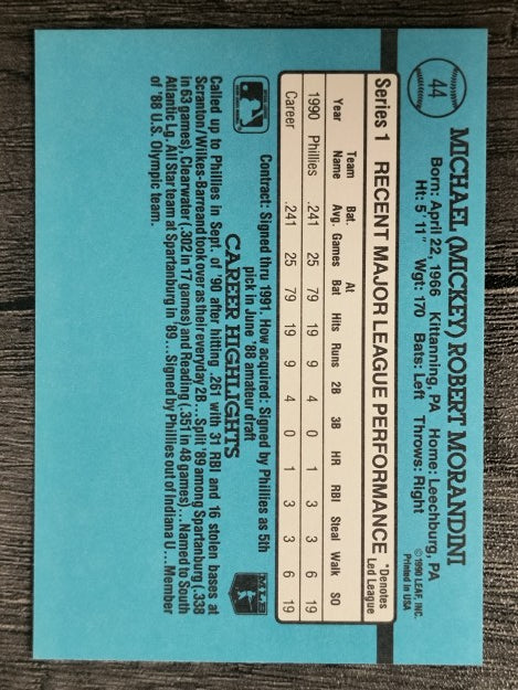 1991 Donruss #44 Mickey Morandini RR