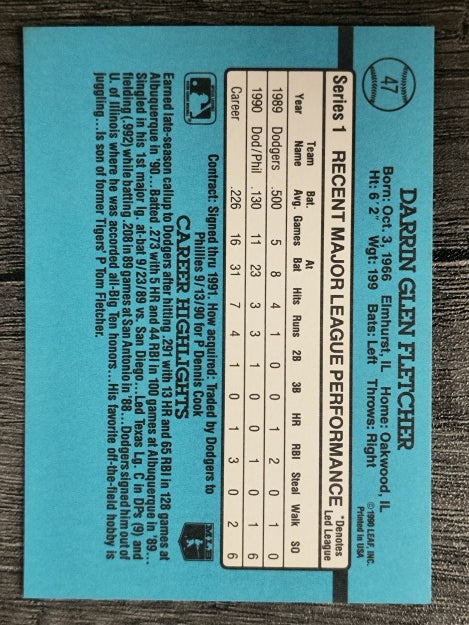 1991 Donruss #47 Darrin Fletcher RR