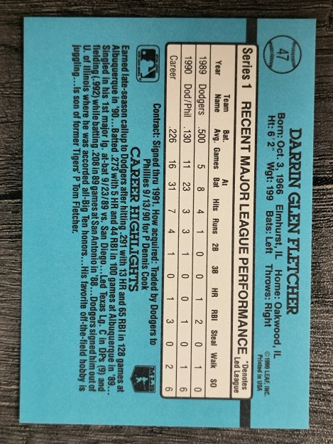 1991 Donruss #47 Darrin Fletcher RR