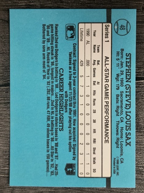 1991 Donruss #48 Steve Sax AS