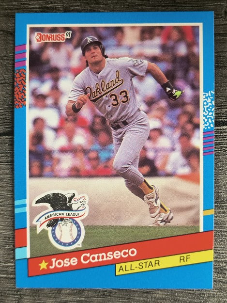 1991 Donruss #50A Jose Canseco AS ERR/Team in stat box is A's