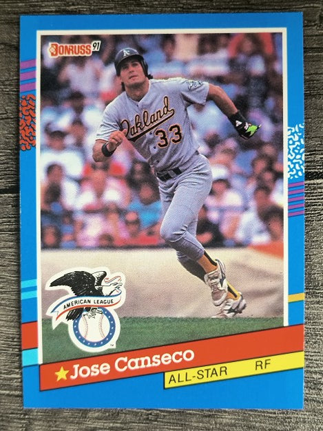 1991 Donruss #50A Jose Canseco AS ERR/Team in stat box is A's