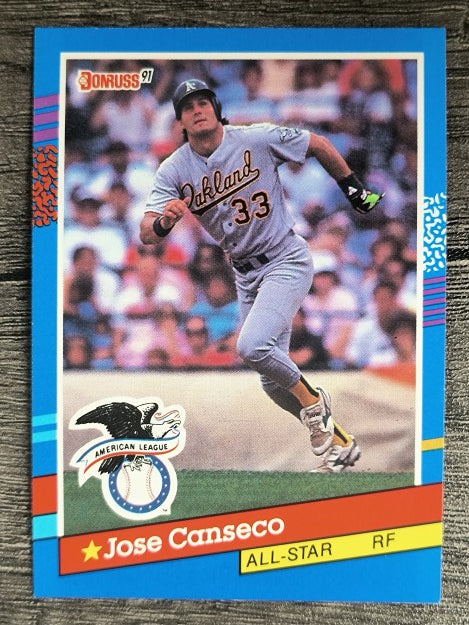 1991 Donruss #50A Jose Canseco AS ERR/Team in stat box is A's