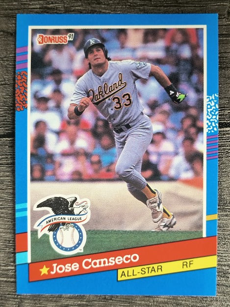 1991 Donruss #50A Jose Canseco AS ERR/Team in stat box is A's