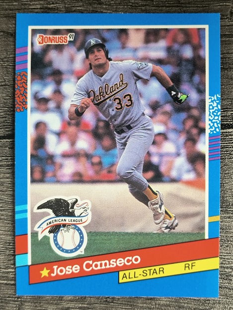 1991 Donruss #50A Jose Canseco AS ERR/Team in stat box is A's