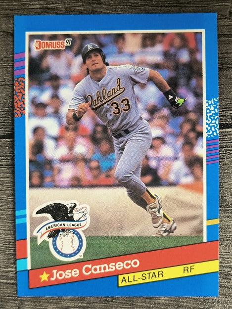 1991 Donruss #50A Jose Canseco AS ERR/Team in stat box is A's