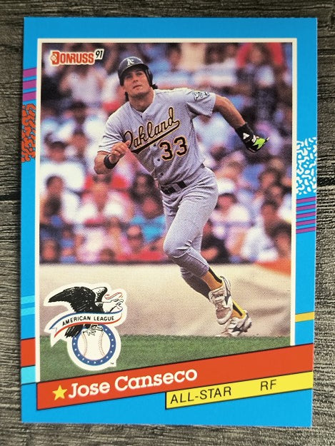 1991 Donruss #50A Jose Canseco AS ERR/Team in stat box is A's