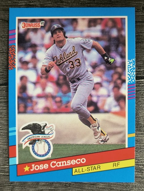 1991 Donruss #50A Jose Canseco AS ERR/Team in stat box is A's