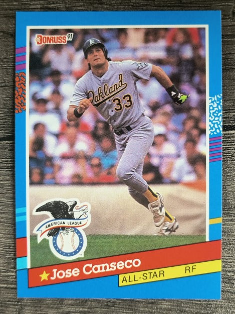 1991 Donruss #50A Jose Canseco AS ERR/Team in stat box is A's