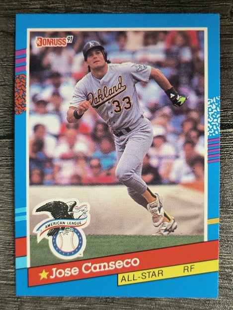 1991 Donruss #50A Jose Canseco AS ERR/Team in stat box is A's