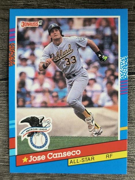 1991 Donruss #50A Jose Canseco AS ERR/Team in stat box is A's