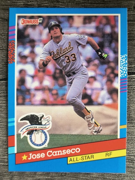 1991 Donruss #50A Jose Canseco AS ERR/Team in stat box is A's