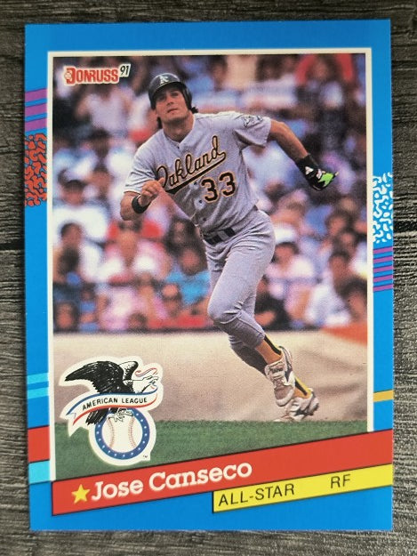 1991 Donruss #50A Jose Canseco AS ERR/Team in stat box is A's