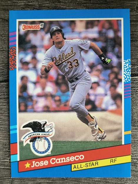 1991 Donruss #50A Jose Canseco AS ERR/Team in stat box is A's