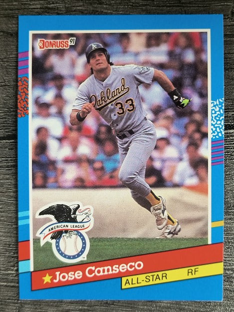 1991 Donruss #50A Jose Canseco AS ERR/Team in stat box is A's