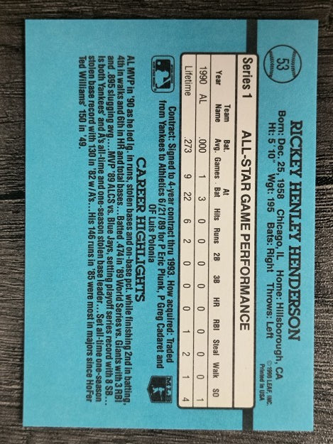 1991 Donruss #53 Rickey Henderson AS