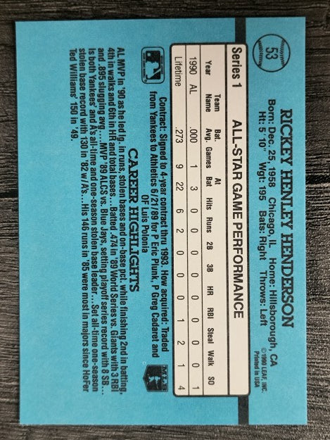 1991 Donruss #53 Rickey Henderson AS