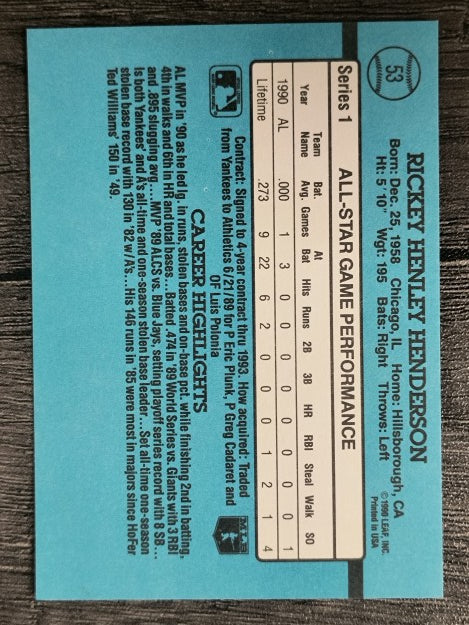 1991 Donruss #53 Rickey Henderson AS