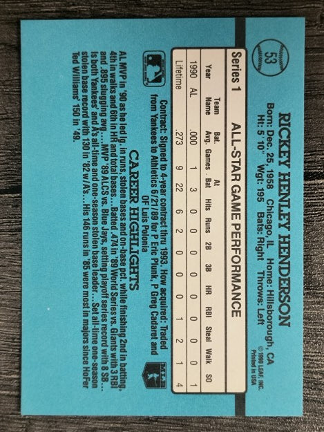 1991 Donruss #53 Rickey Henderson AS