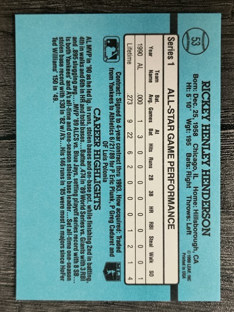1991 Donruss #53 Rickey Henderson AS