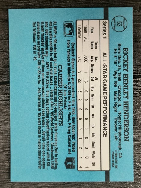 1991 Donruss #53 Rickey Henderson AS