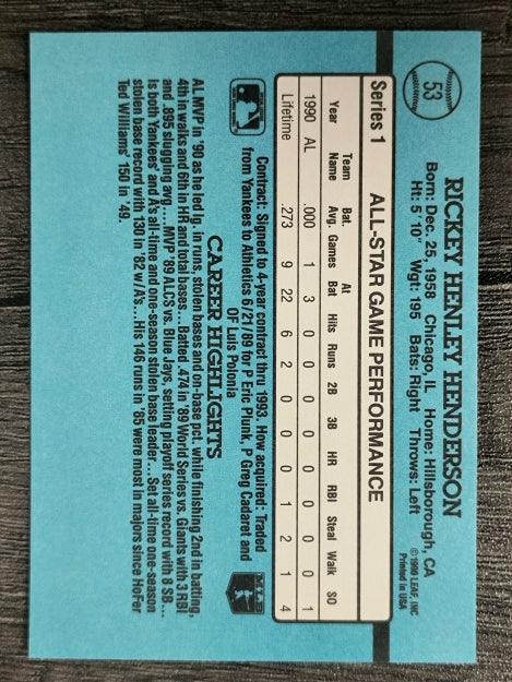 1991 Donruss #53 Rickey Henderson AS