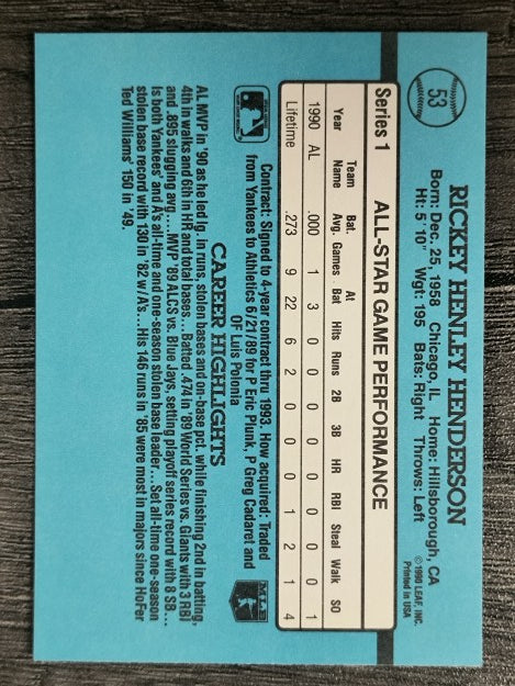 1991 Donruss #53 Rickey Henderson AS